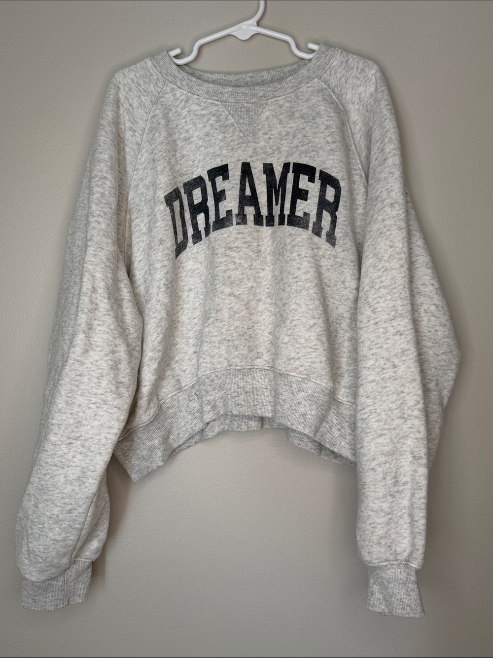 Old Navy Light Heather Gray 'DREAMER' Cropped Sweatshirt